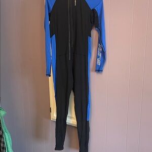 Men's Black and Blue Full-Body Suit